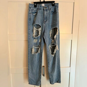 Princess Polly straight leg distressed jeans size 8